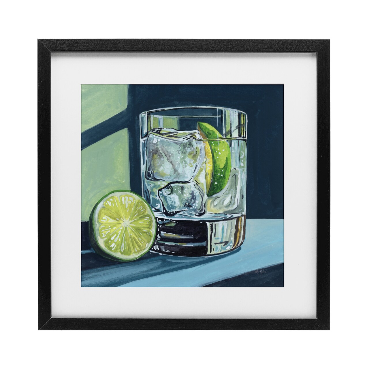 Stupell Industries Lime & Gin Tonic Cocktail Framed Print Under Glass, design by Kate Jarvik Birch